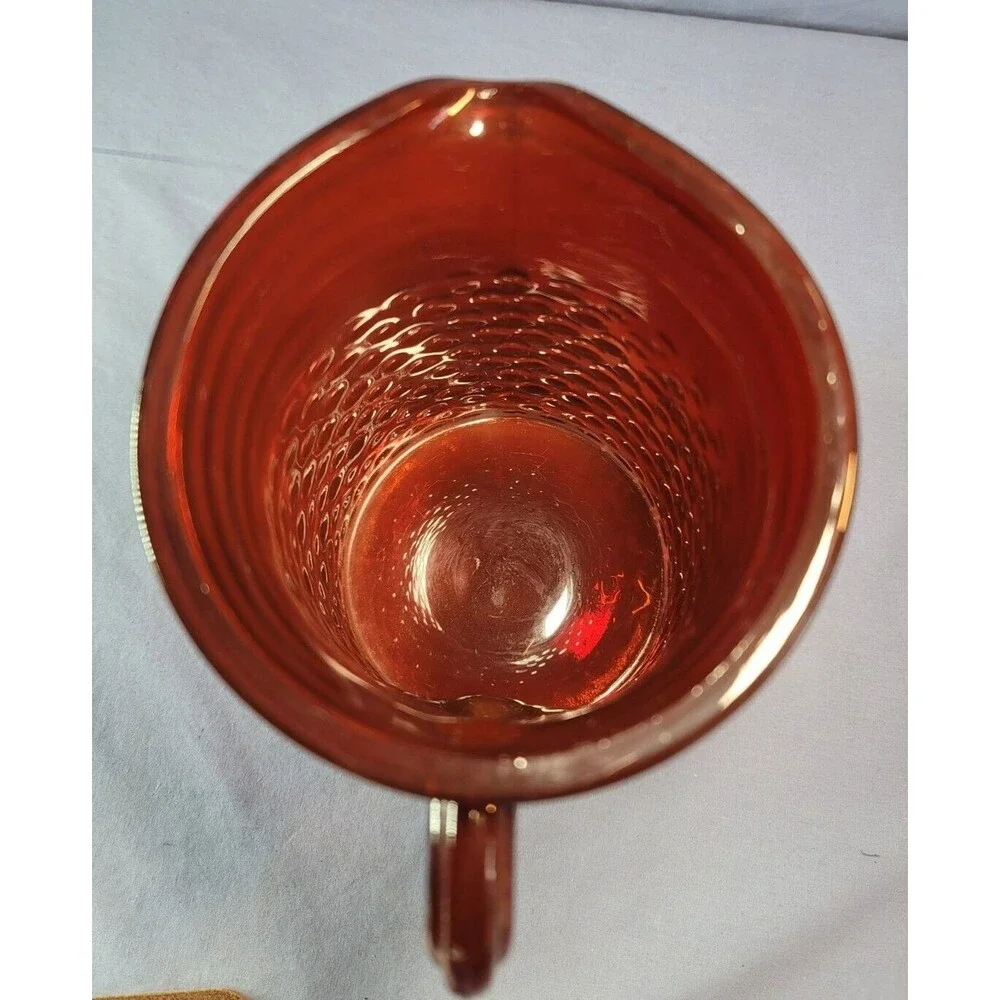 Hobnail Carafe ANCHOR HOCKING Cranberry Pitcher Ruby Red  8''T 60 oz